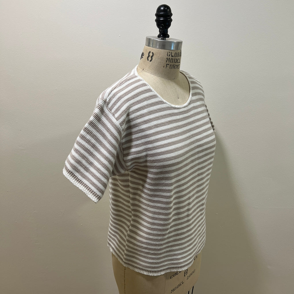 Vintage 1990s Women's Size S Cotton Striped Knit Crewneck Sweater Tee