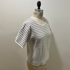 Vintage 1990s Women's Size S Cotton Striped Knit Crewneck Sweater Tee