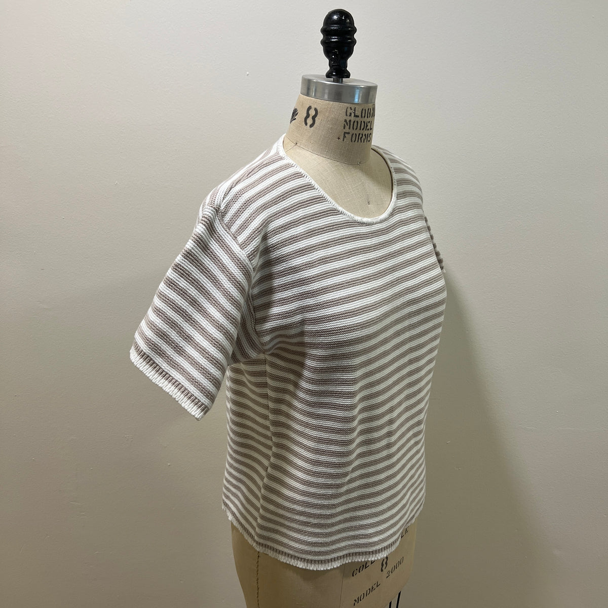 Vintage 1990s Women's Size S Cotton Striped Knit Crewneck Sweater Tee