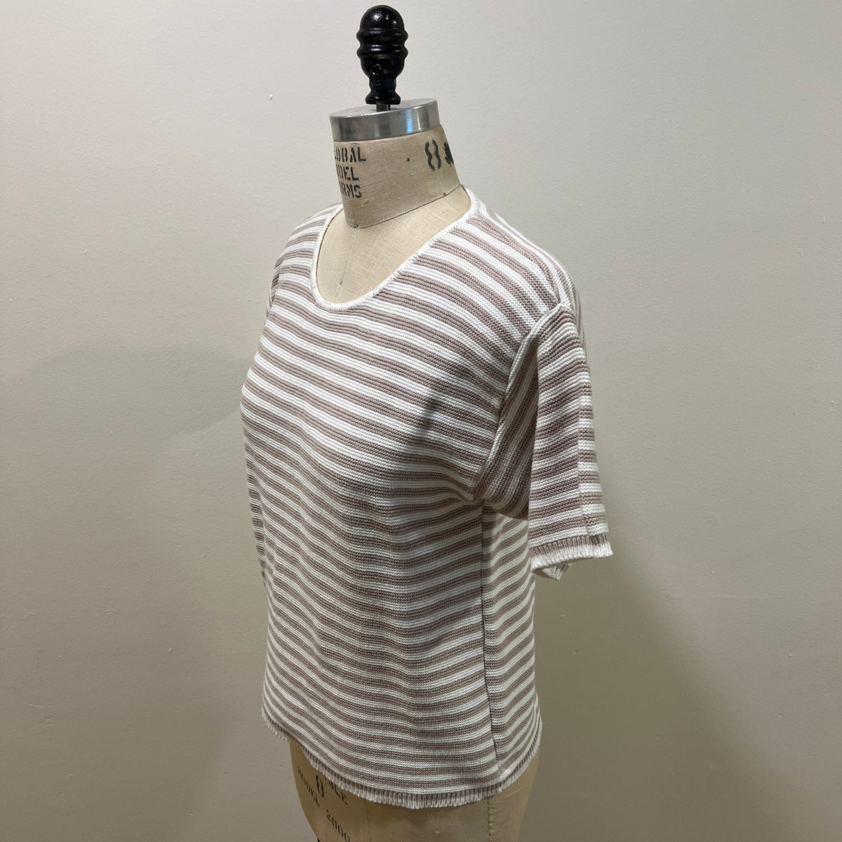 Vintage 1990s Women's Size S Cotton Striped Knit Crewneck Sweater Tee