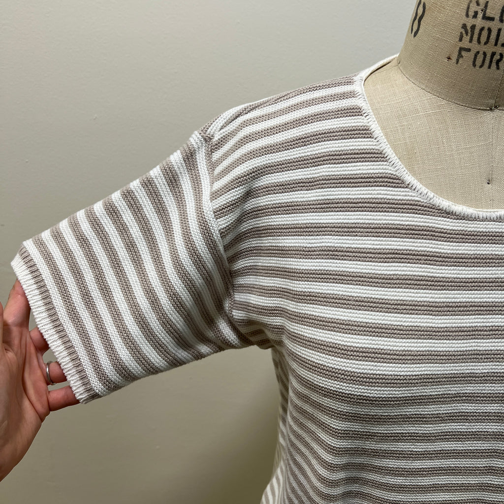 Vintage 1990s Women's Size S Cotton Striped Knit Crewneck Sweater Tee