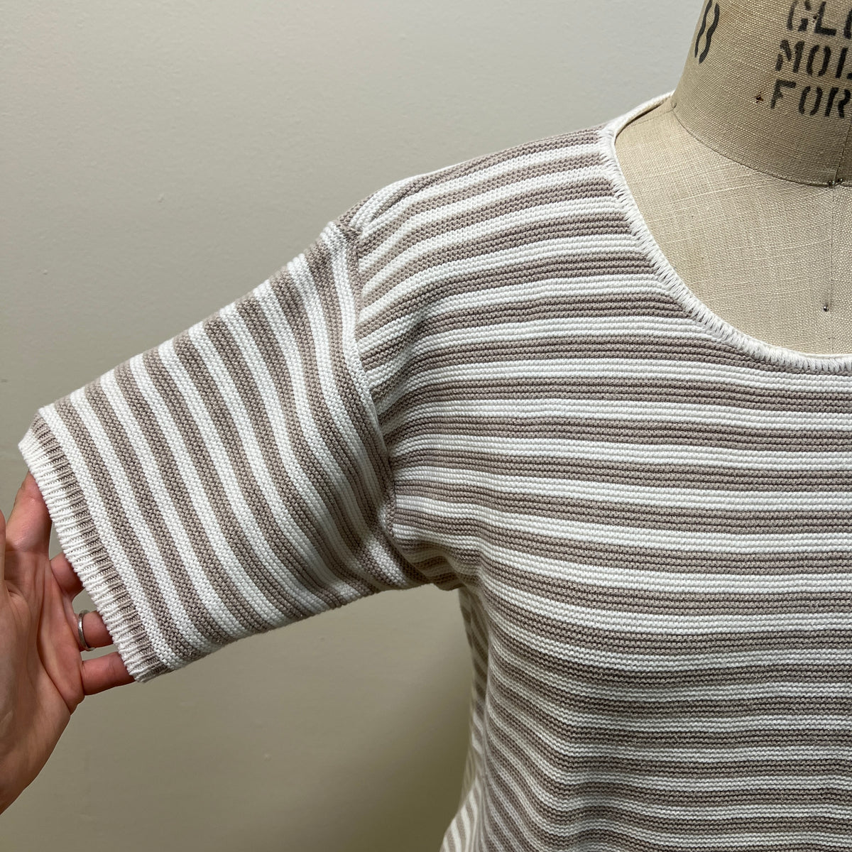 Vintage 1990s Women's Size S Cotton Striped Knit Crewneck Sweater Tee