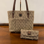 Vintage Y2K Dooney & Bourke Signature DB Monogram Canvas Small Lexington Tote and Continental Clutch