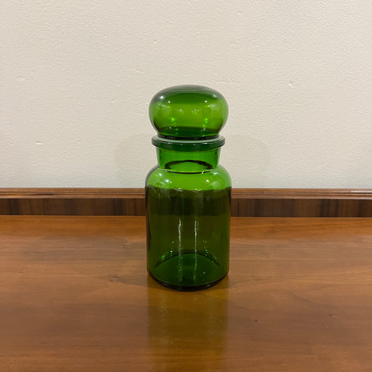 Vintage 8.5" Bottle Green Apothecary Jar with Bubble Lid