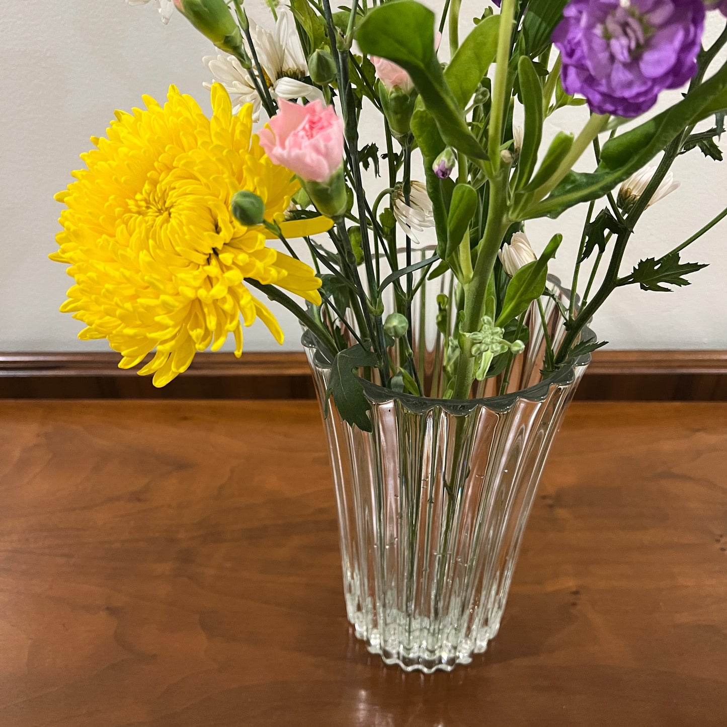 Vintage Cristal d'Arques-Durand Athena Clear Ribbed 9.75" Crystal Flower Vase
