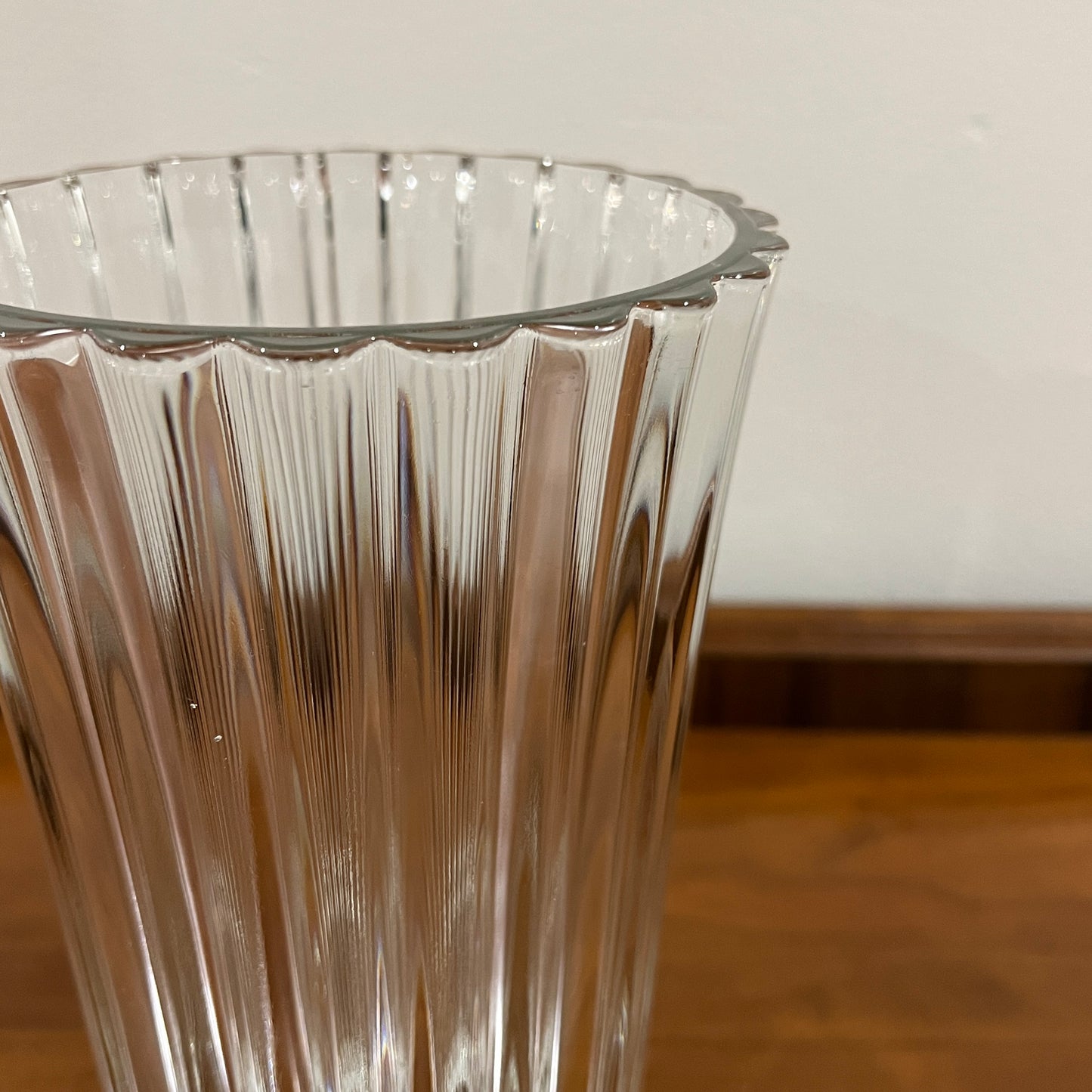 Vintage Cristal d'Arques-Durand Athena Clear Ribbed 9.75" Crystal Flower Vase