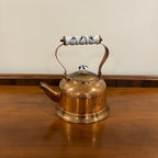 Vintage Daewoo Copper Tea Kettle with Delft Blue and White Porcelain Handle