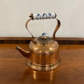 Vintage Daewoo Copper Tea Kettle with Delft Blue and White Porcelain Handle