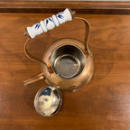 Vintage Daewoo Copper Tea Kettle with Delft Blue and White Porcelain Handle