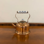 Vintage Daewoo Copper Tea Kettle with Delft Blue and White Porcelain Handle