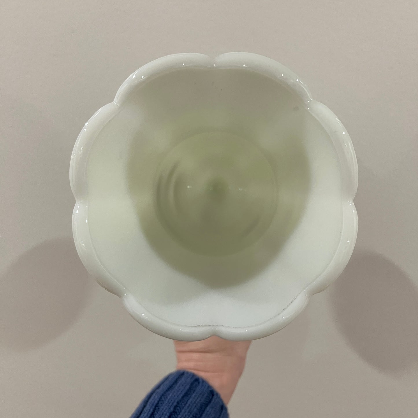 Vintage Mid-Century E.O. Brody 9" Milk Glass Pedestal Vase (A)