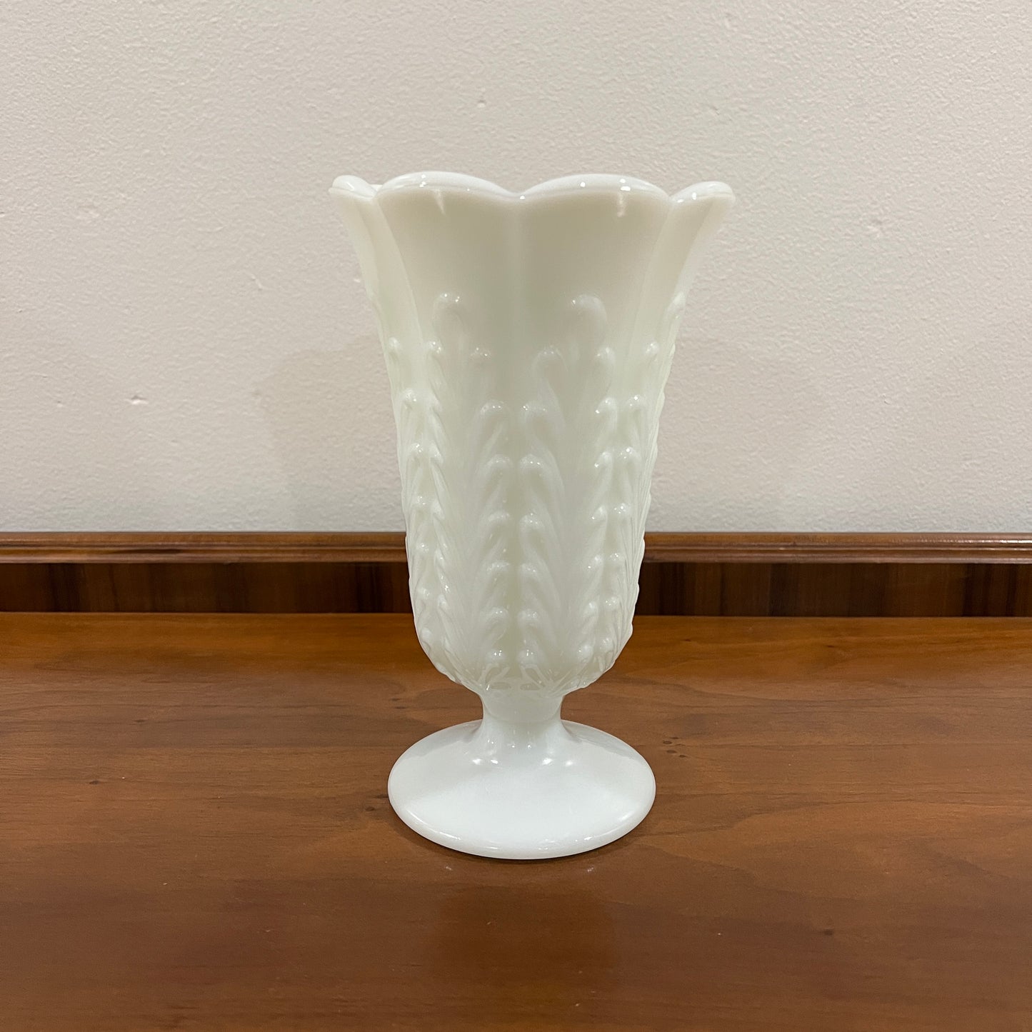 Vintage Mid-Century E.O. Brody 9" Milk Glass Pedestal Vase (A)