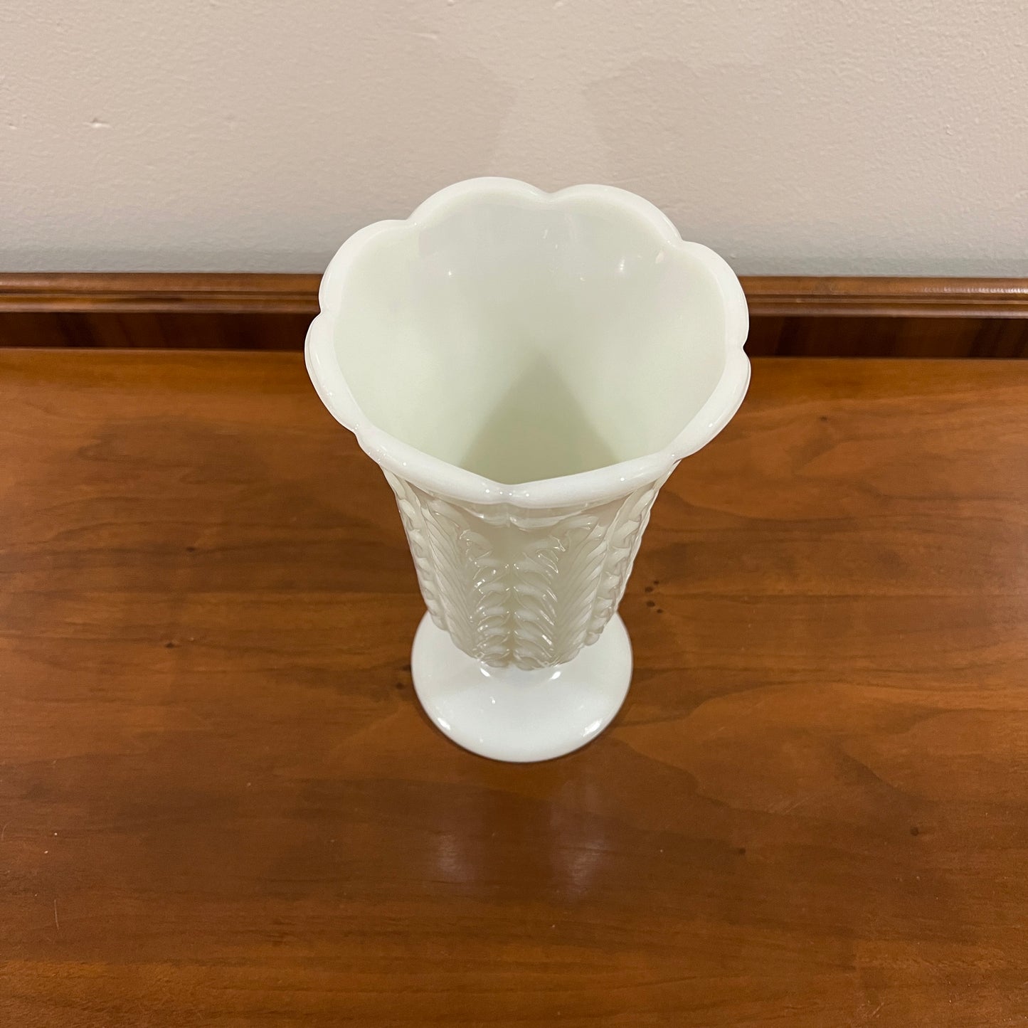 Vintage Mid-Century E.O. Brody 9" Milk Glass Pedestal Vase (A)