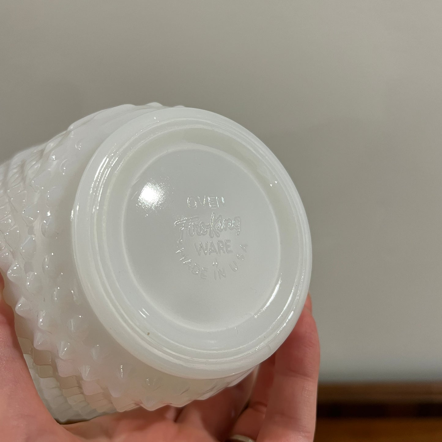 Vintage Fire King by Anchor Hocking Hobnail Milk Glass, Wide Scallop Edged 4.5" Planter