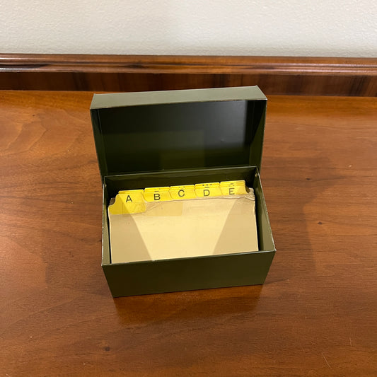 Vintage J. Chein & Co. 3x5" Dark Green Metal Recipe File Box