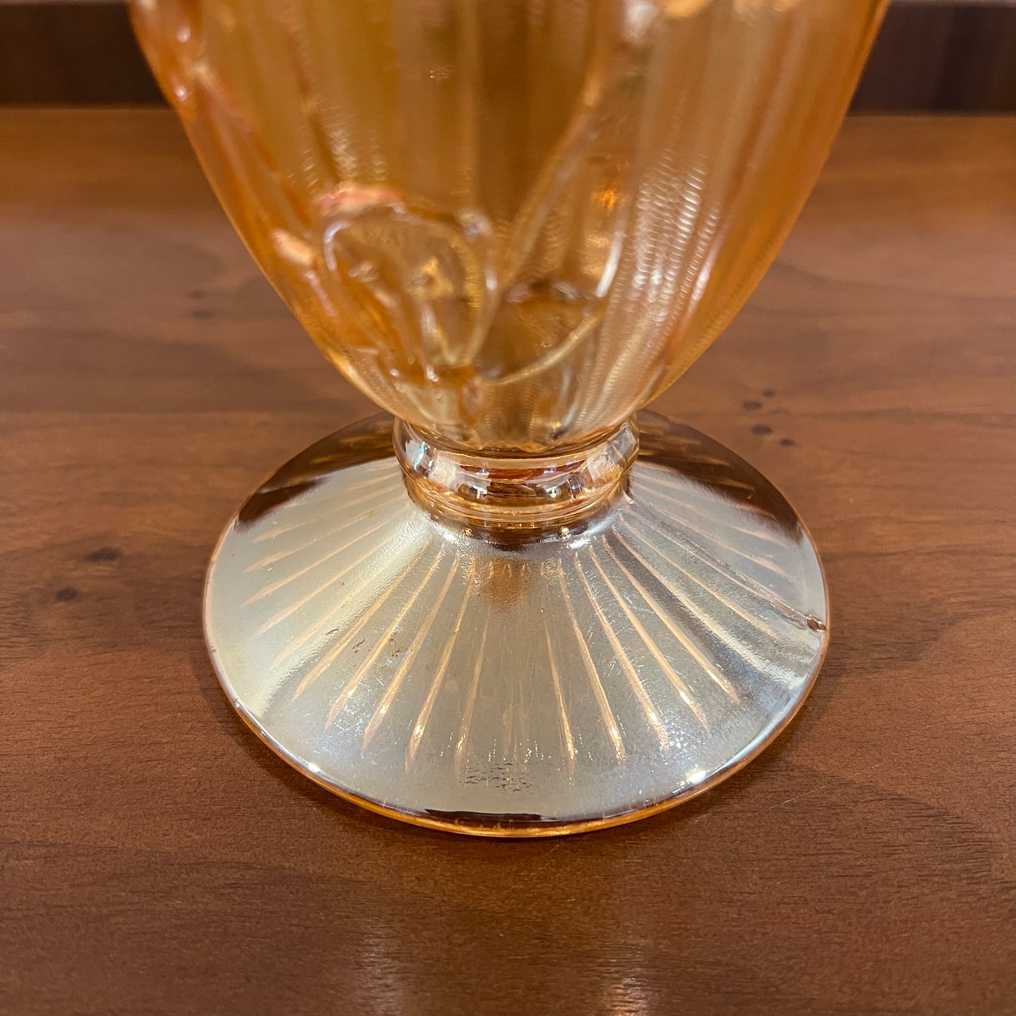 Vintage Jeanette Glass Iris and Herringbone Marigold Iridescent 9" Vase