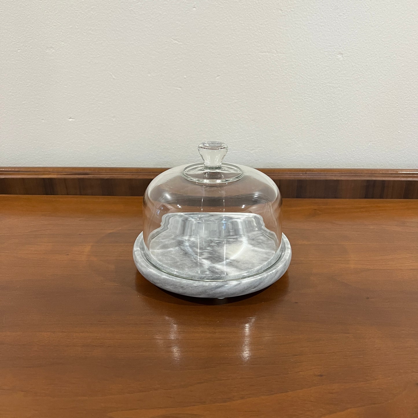 Vintage 1980s/1990s Marble Serving Board with Cloche (Marble Cheese Dome)