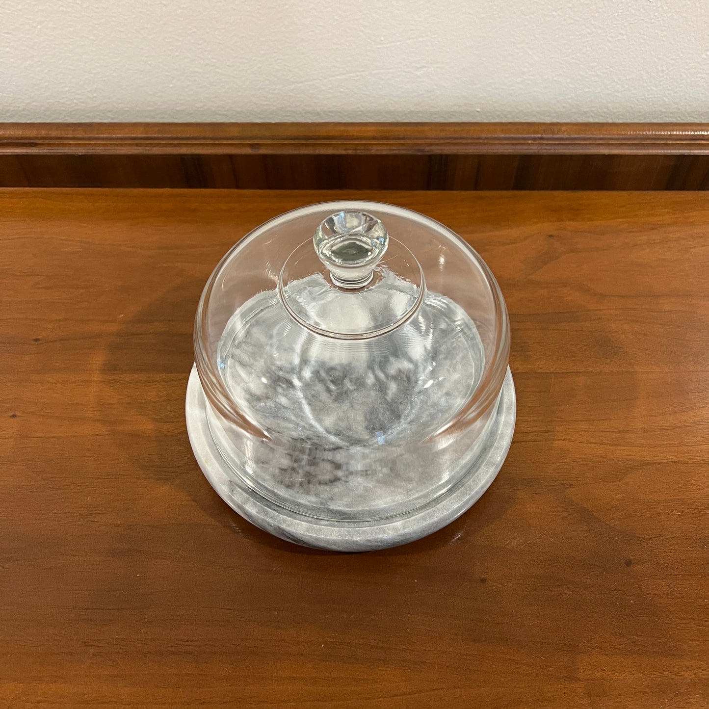 Vintage 1980s/1990s Marble Serving Board with Cloche (Marble Cheese Dome)
