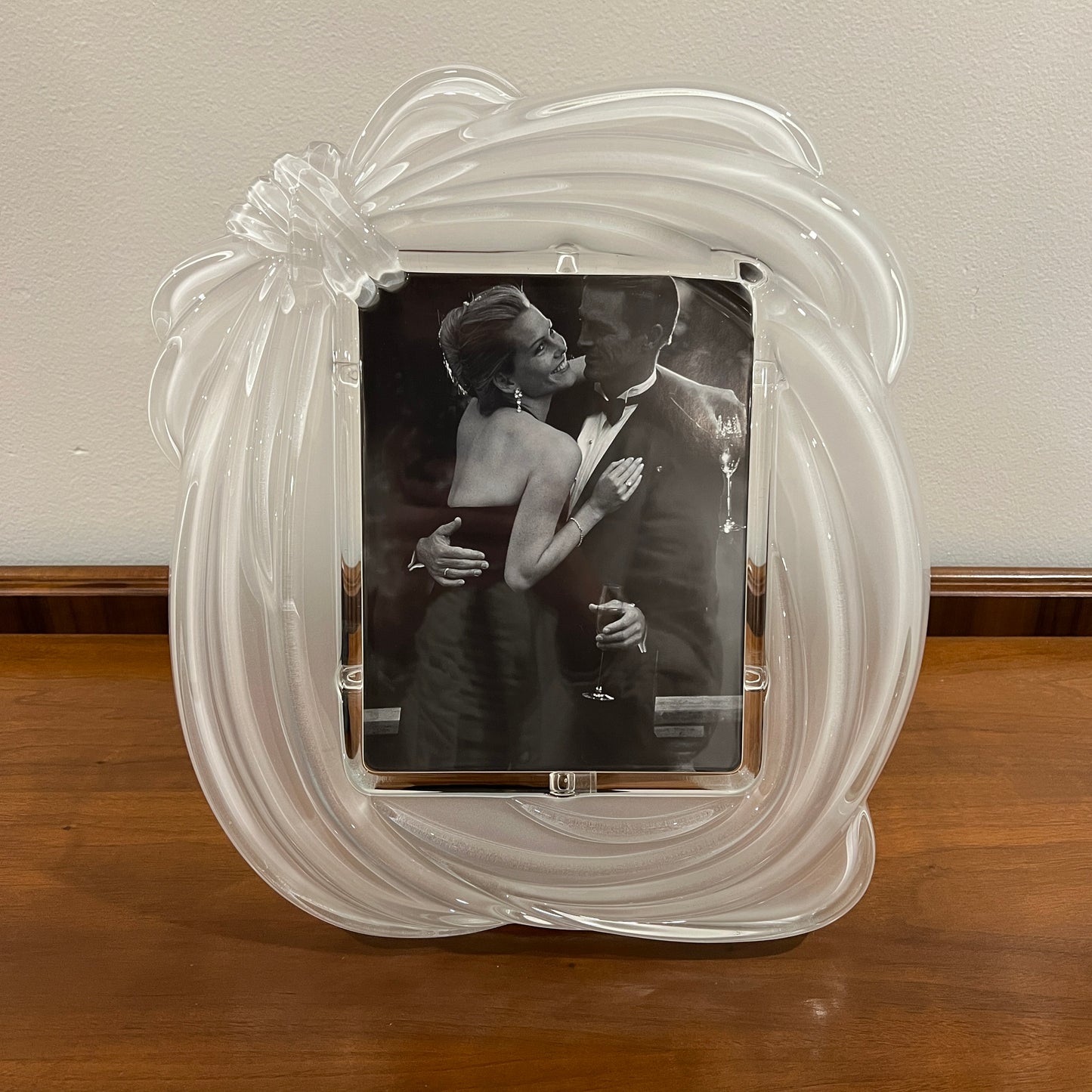 Vintage Mikasa Large Love Knot 8x10" Frosted Crystal Picture Frame