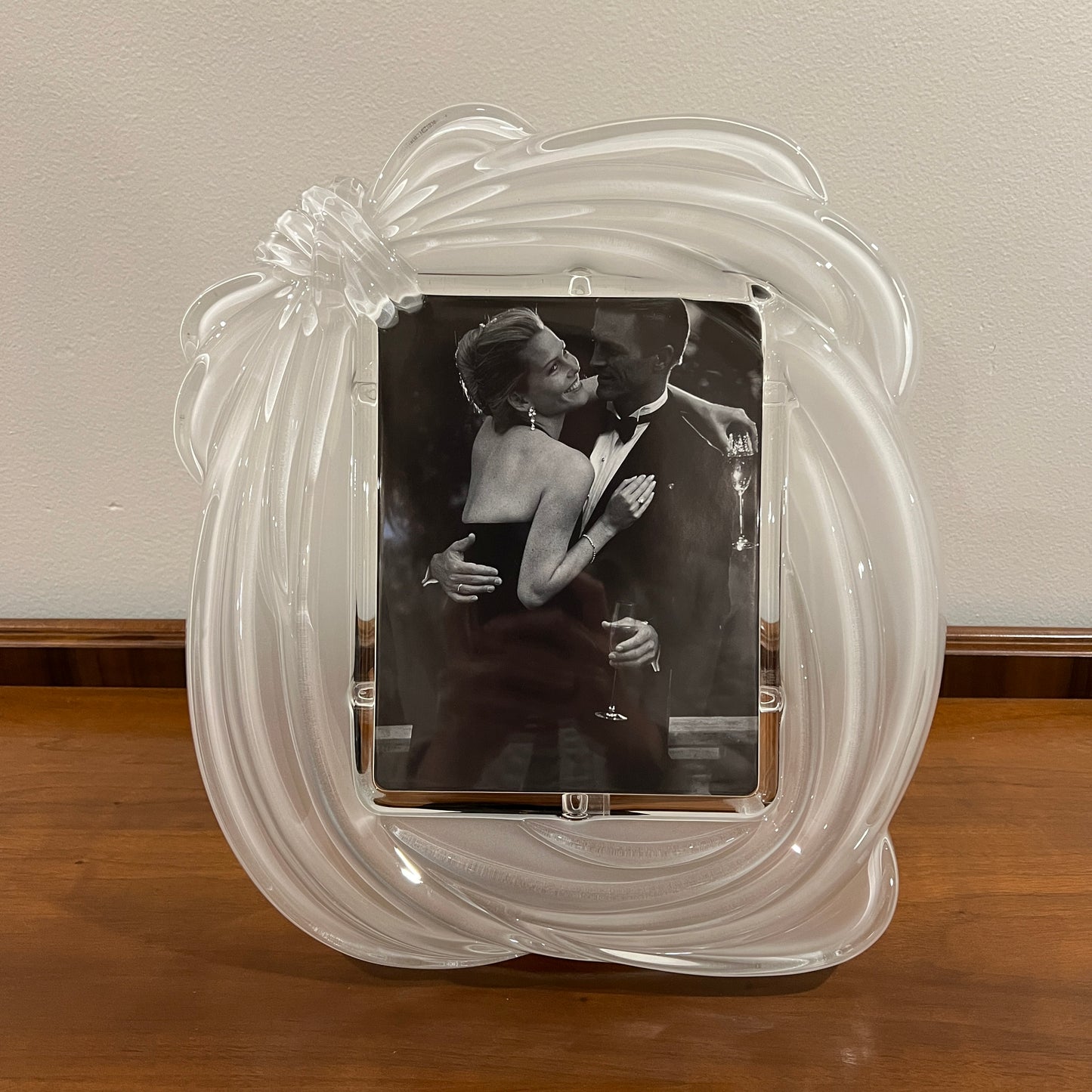 Vintage Mikasa Large Love Knot 8x10" Frosted Crystal Picture Frame