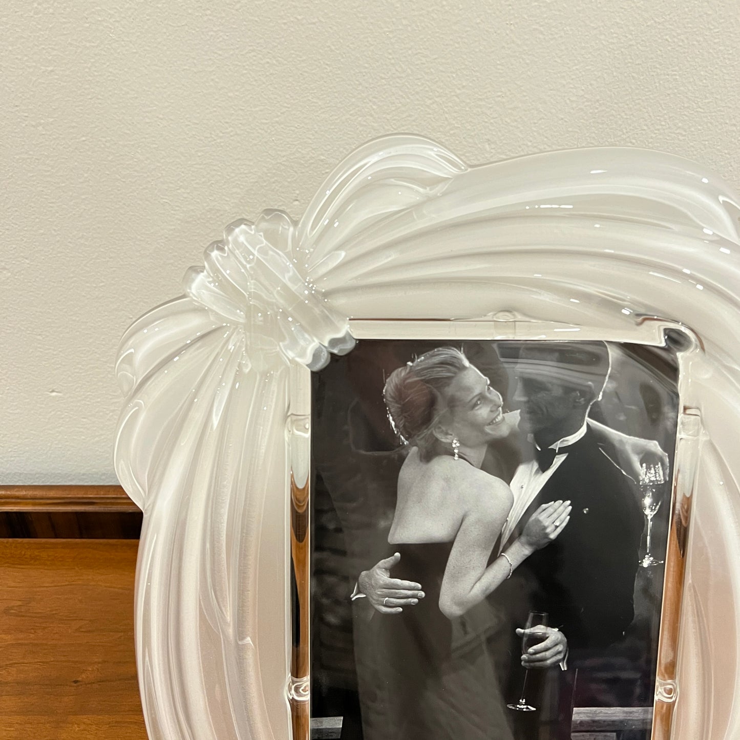 Vintage Mikasa Large Love Knot 8x10" Frosted Crystal Picture Frame