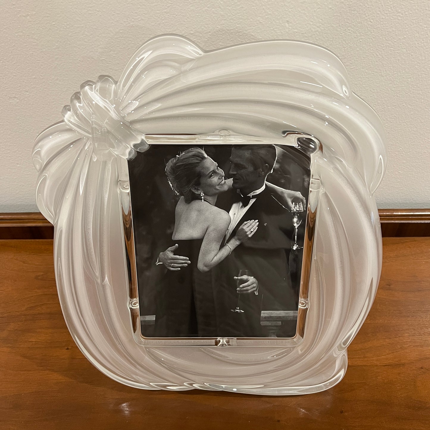 Vintage Mikasa Large Love Knot 8x10" Frosted Crystal Picture Frame