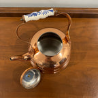 Vintage ODI Copper Tea Kettle with Delft Blue and White Porcelain Handle