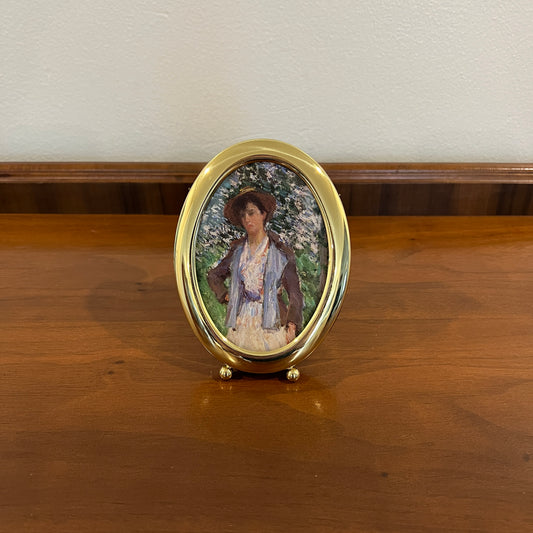 Vintage 1980s/1990s Solid Brass 3.5x5" Oval Photo Frame