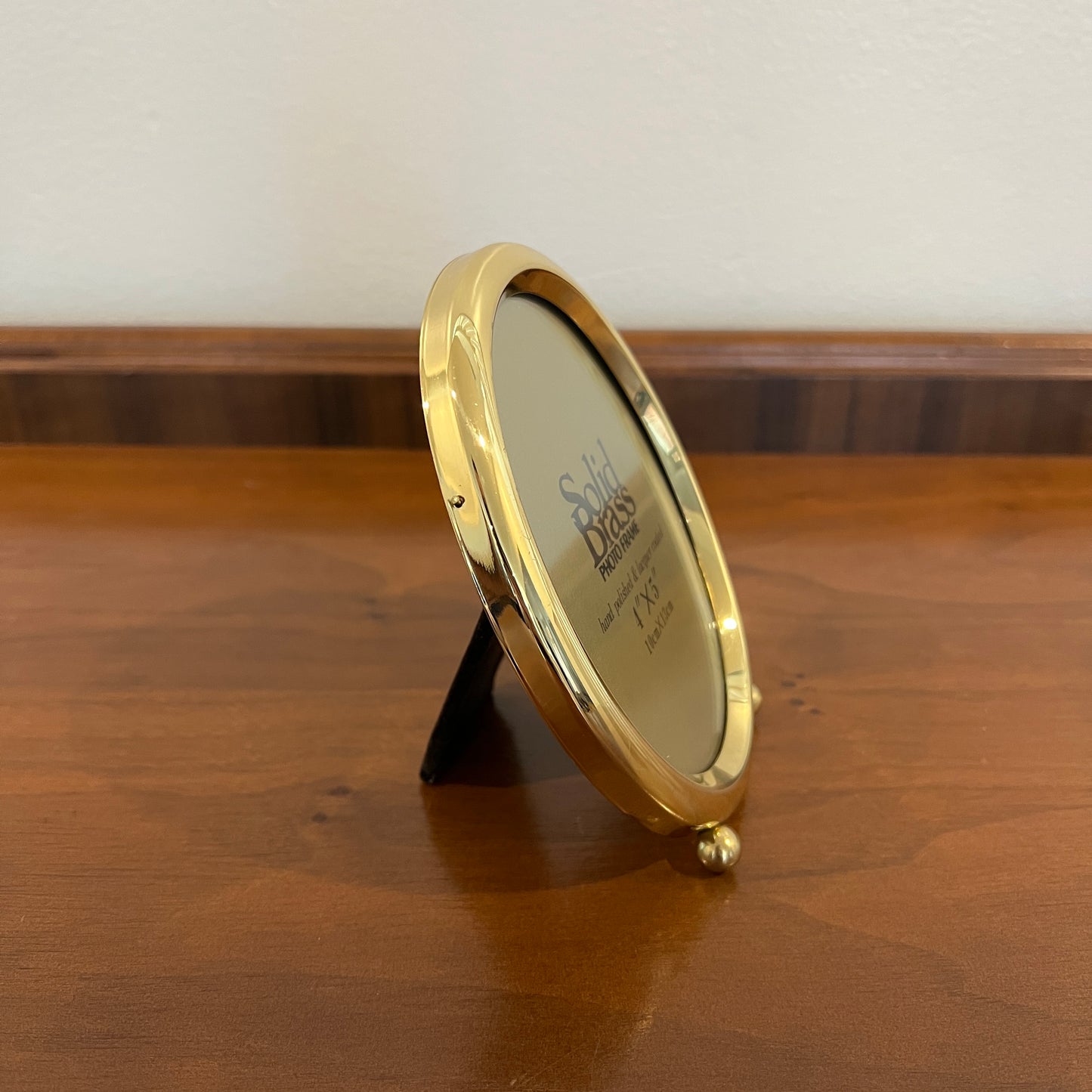 Vintage 1980s/1990s Solid Brass 4x5" Oval Photo Frame