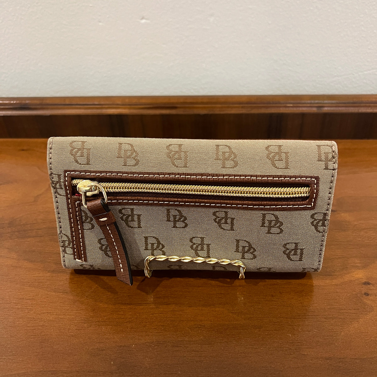 Vintage Y2K Dooney & Bourke Signature DB Monogram Canvas Small Lexington Tote and Continental Clutch