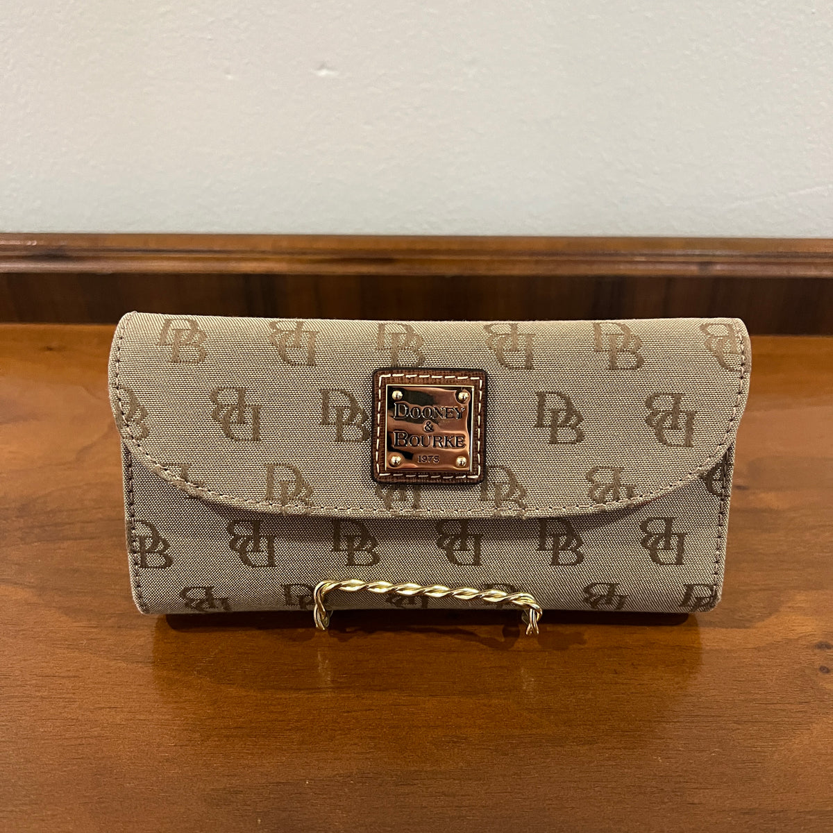 Vintage Y2K Dooney & Bourke Signature DB Monogram Canvas Small Lexington Tote and Continental Clutch