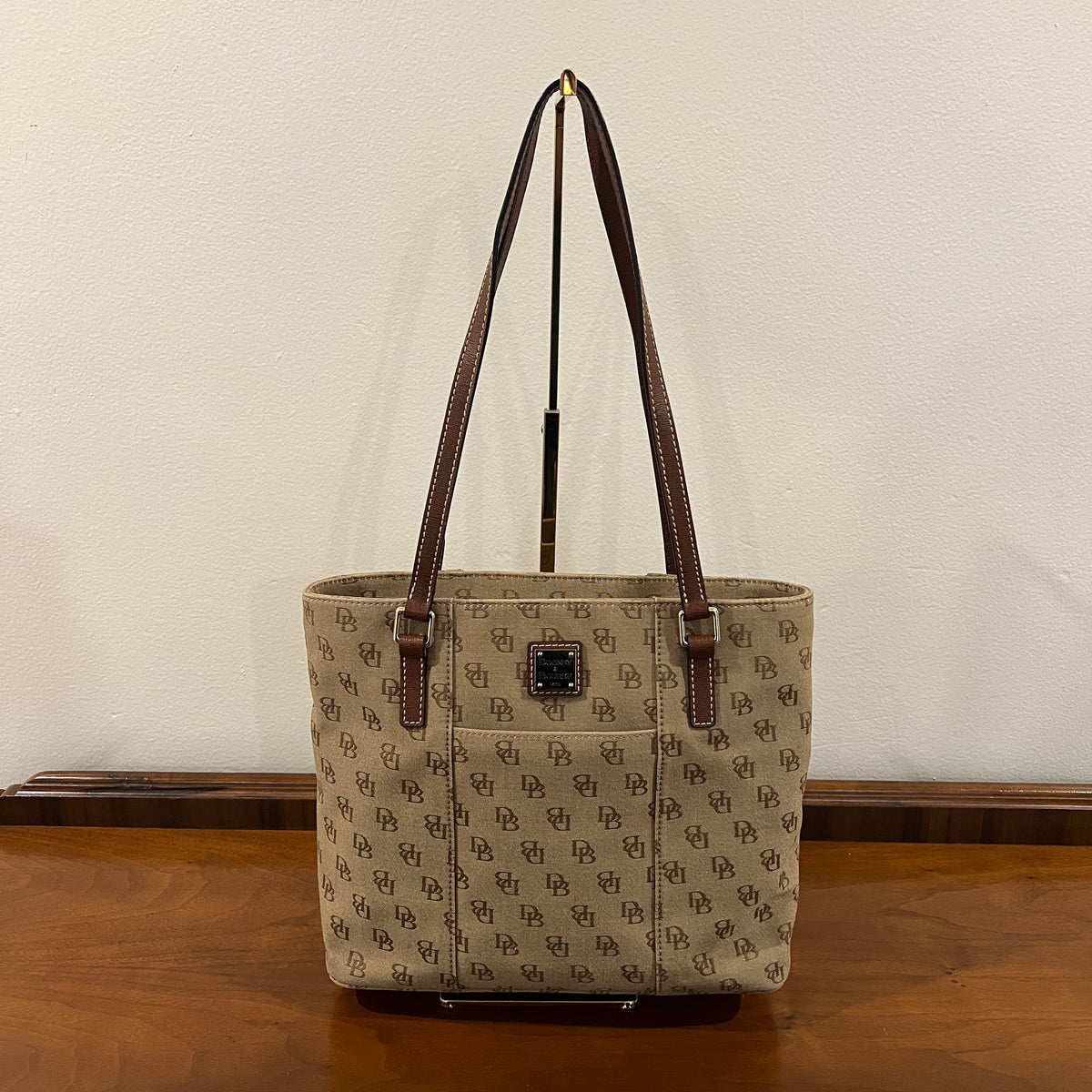 Vintage Y2K Dooney & Bourke Signature DB Monogram Canvas Small Lexington Tote and Continental Clutch