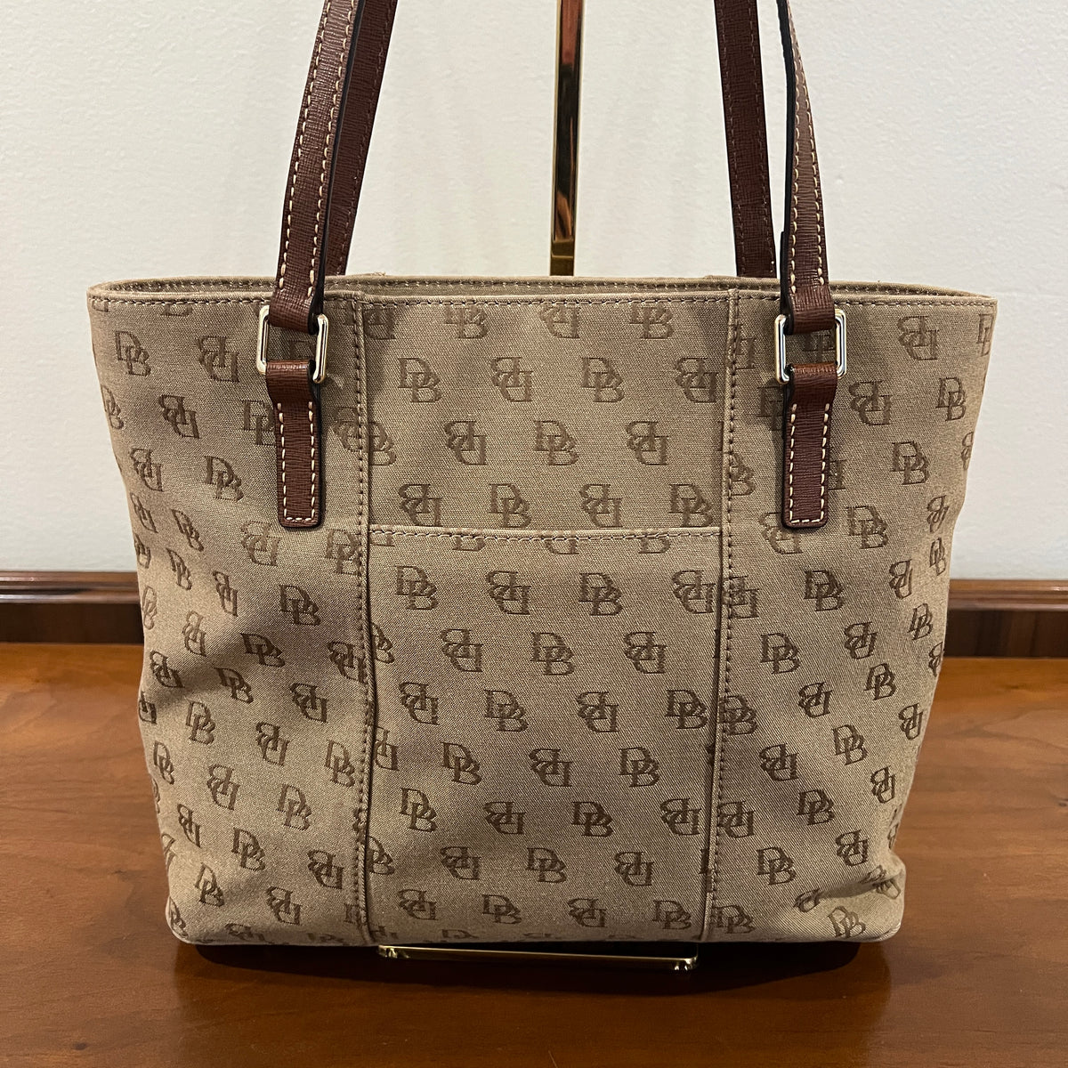 Vintage Y2K Dooney & Bourke Signature DB Monogram Canvas Small Lexington Tote and Continental Clutch