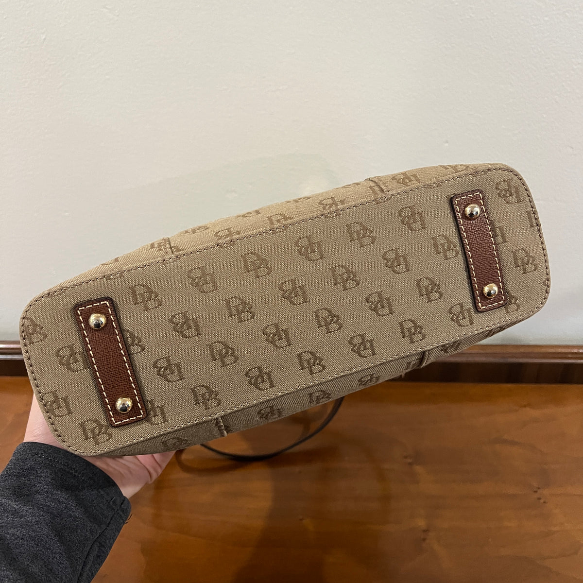 Vintage Y2K Dooney & Bourke Signature DB Monogram Canvas Small Lexington Tote and Continental Clutch