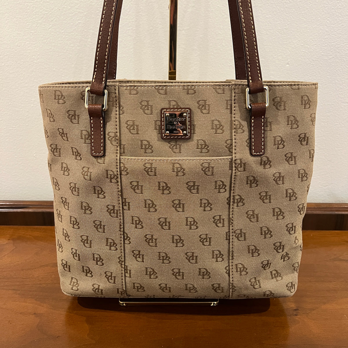 Vintage Y2K Dooney & Bourke Signature DB Monogram Canvas Small Lexington Tote and Continental Clutch